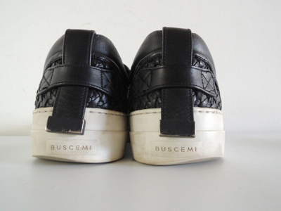 Pre owned Buscemi 40mm Weave Black Leather Low Slip on Sneakers