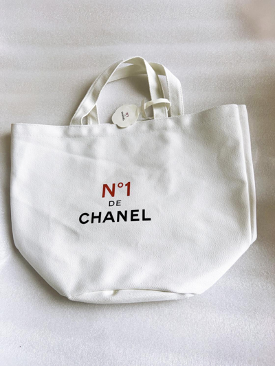 Pre-owned No. 1 Camellia Vip Gift Big Canvas Cotton Shopping Tote Bag  Handbag White