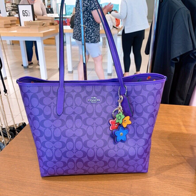 Coach purple hot sale tote bag