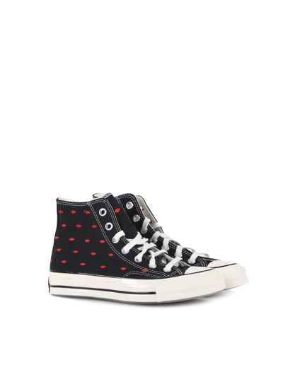 Shop Converse Chuck 70 High-top Sneakers With Lips Print In Black/university Red/egret