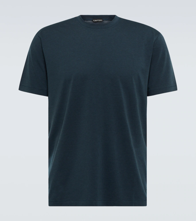 Shop Tom Ford Jersey T-shirt In Md Blu Sld