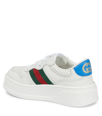 Shop Gucci Chunky B Leather Sneakers In White/white/vrv/br.s
