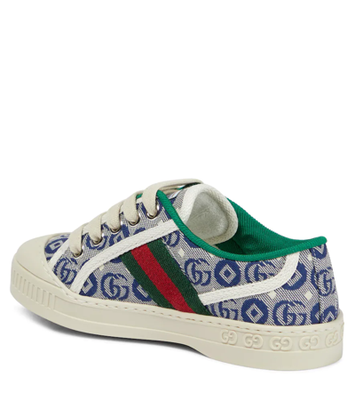 Shop Gucci Tennis 1977 Canvas Sneakers In Bluet-mul/my.whi/vrv