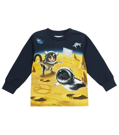 Shop Molo Baby Eloy Printed Cotton-blend Sweatshirt In Kawaii Universe