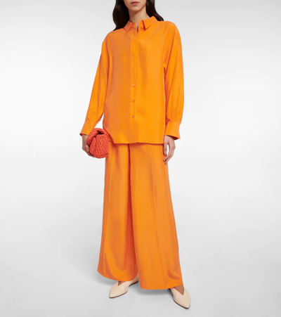 Shop Dorothee Schumacher Heritage Ease Silk Shirt In Pure Orange
