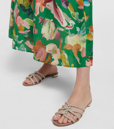 Aquazzura Moondust Crystal-embellished Leather Slides In Beige