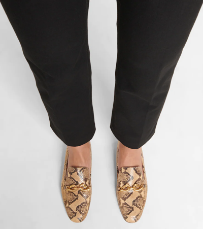 Shop Tory Burch Jessa Snake-effect Leather Loafers In Desert Dusk