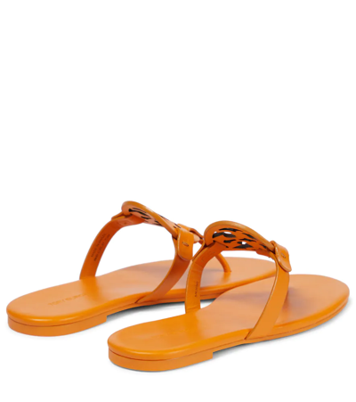 Shop Tory Burch Miller Soft Leather Sandals In Orange Citrine