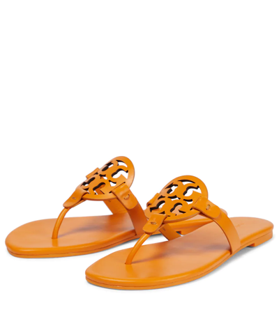 Shop Tory Burch Miller Soft Leather Sandals In Orange Citrine