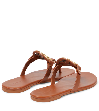 Shop Tory Burch Metal Miller Soft Leather Sandals In Miele