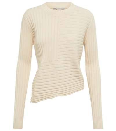 Shop Stella Mccartney Ribbed-knit Sweater In Cream