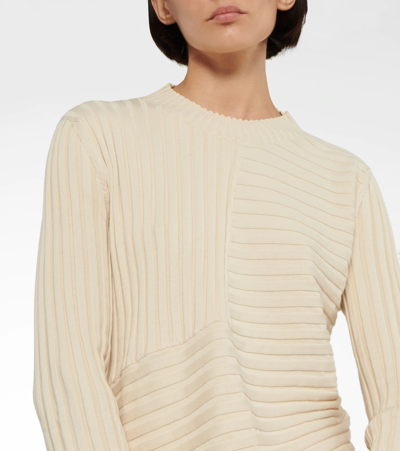 Shop Stella Mccartney Ribbed-knit Sweater In Cream