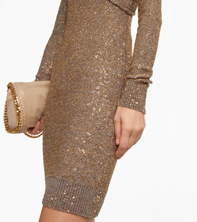 Shop Stella Mccartney Sequined Minidress In Grey Gold
