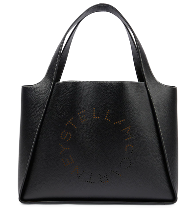 Shop Stella Mccartney Stella Logo Faux Leather Tote In Black
