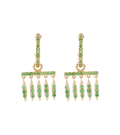 Shop Ileana Makri 18kt Gold Earrings With Tsavorites In 18k Yellow Gold