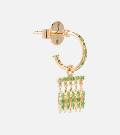 Shop Ileana Makri 18kt Gold Earrings With Tsavorites In 18k Yellow Gold