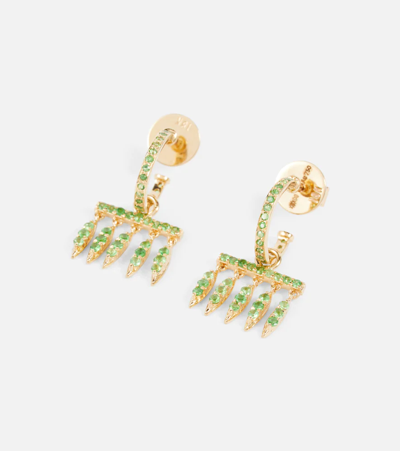 Shop Ileana Makri 18kt Gold Earrings With Tsavorites In 18k Yellow Gold