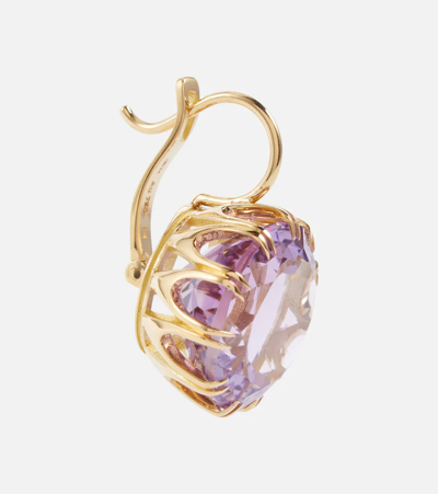 Shop Ileana Makri 18kt Gold Earrings With Amethysts In 18k Yellow Gold