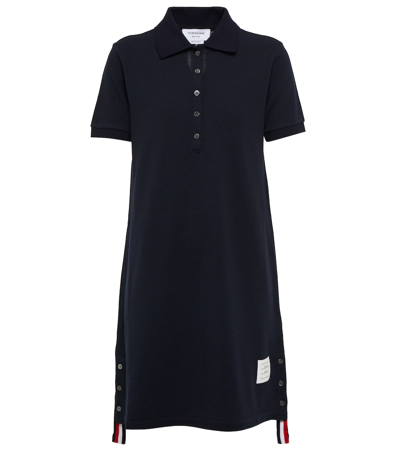 Shop Thom Browne Cotton Piqué Minidress In Navy