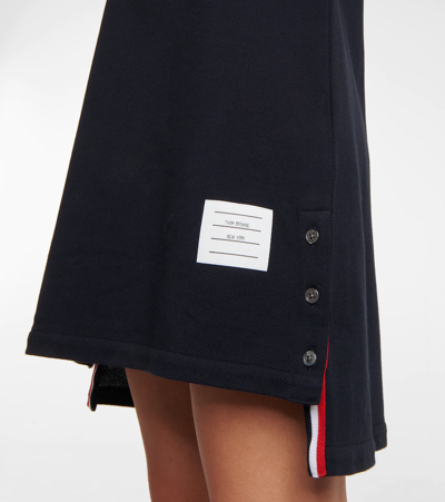 Shop Thom Browne Cotton Piqué Minidress In Navy