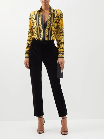 Versace Baroque-print Silk-twill Shirt In Giallo | ModeSens