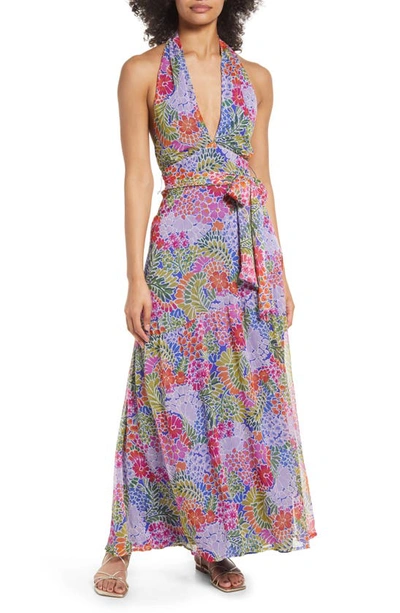 Shop Btfl-life Floral Halter Neck Maxi Dress In Multi