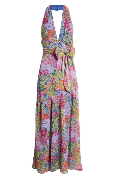 Shop Btfl-life Floral Halter Neck Maxi Dress In Multi