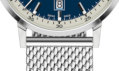 Shop Hamilton American Classic Intra-matic Automatic Mesh Strap Watch, 40mm In Silver/ Navy