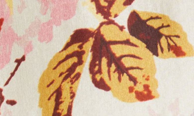 Shop Sea Floral Print Flutter Sleeve Silk Top In Cream