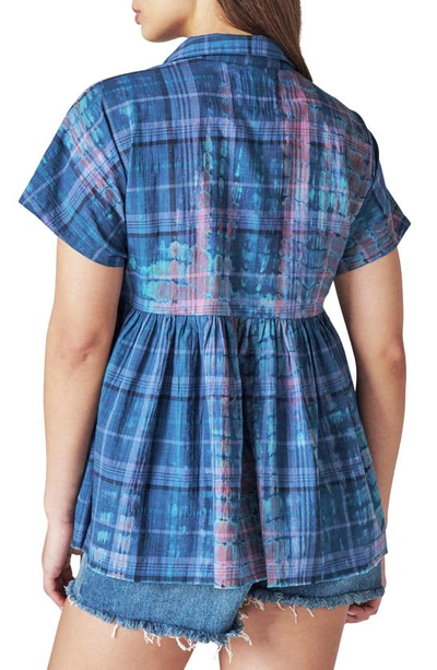 Shop Lucky Brand Plaid Babydoll Tunic Top In Blue Tie Dye