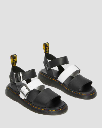 Gryphon Contrast Leather Strap Sandals In Black,white