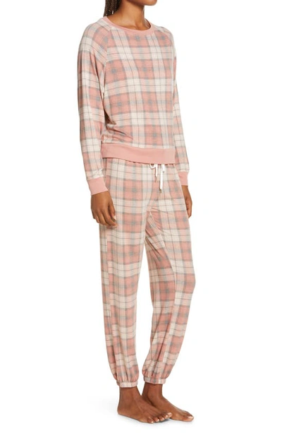 Shop Honeydew Intimates Star Seeker Brushed Jersey Pajamas In Tea Rose Plaid