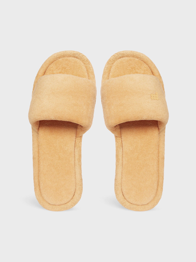 Shop Pangaia Archive Summer Towelling Slippers In Dark Sand