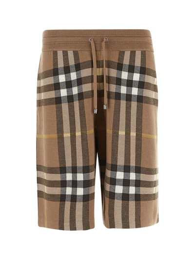 Shop Burberry Checkered Shorts In Brown