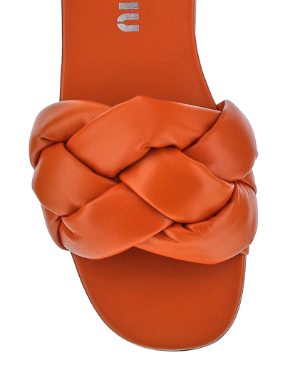 Shop Miu Miu Braided Strap Flat Sandals In Orange