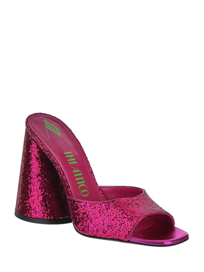 Attico 115mm Devon Glittered Mules In Pink