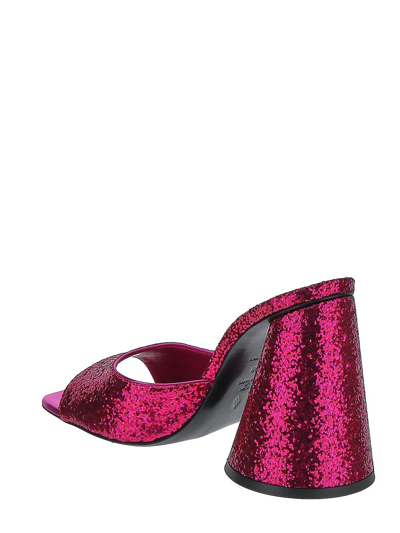 Attico 115mm Devon Glittered Mules In Pink