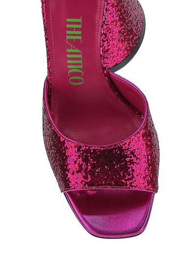 Attico 115mm Devon Glittered Mules In Pink