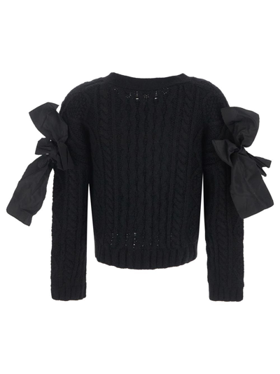 Shop Red Valentino Tricot Cropped Cardigan In Black