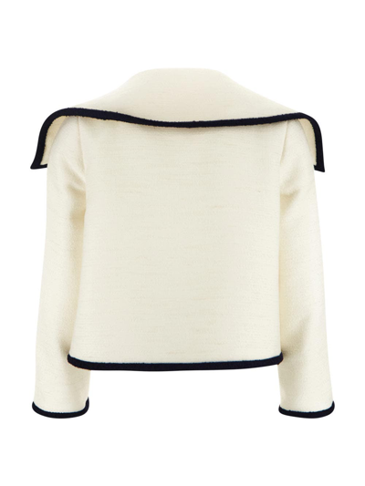 Shop Valentino Buttonless Blazer In White