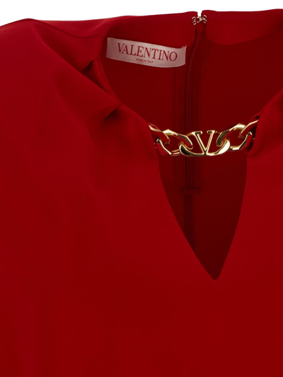 Valentino Logo Chain Silk Shirt In Red