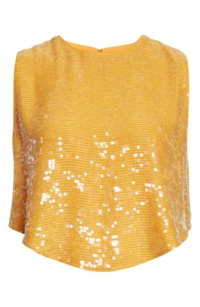 Shop Lapointe Sequin Crop Top In Burnt Orange