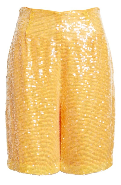 Shop Lapointe High Waist Sequin Bermuda Shorts In Burnt Orange