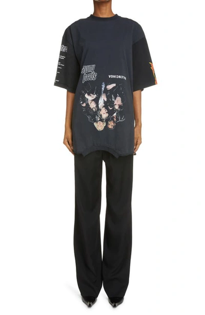 Shop Balenciaga Speed Hunters Oversize Upside Down Graphic Tee In Mix Of Black W