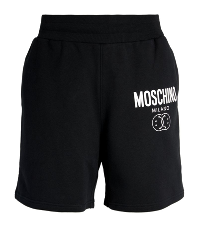 Shop Moschino Cotton Double Smiley Sweatshorts In Black