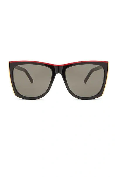Shop Saint Laurent Paloma Sunglasses In Black & Red