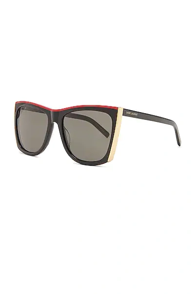 Shop Saint Laurent Paloma Sunglasses In Black & Red