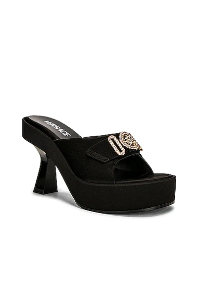 Shop Versace Medusa Biggie Crystal Mules In Nero & Oro