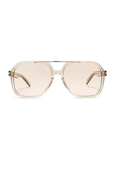 Shop Saint Laurent Sl 545 Sunglasses In Transparent Cream & Light Gold