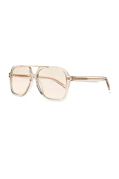 Saint Laurent Acetate Optical Eyeglasses In Transparent Cream & Light Gold